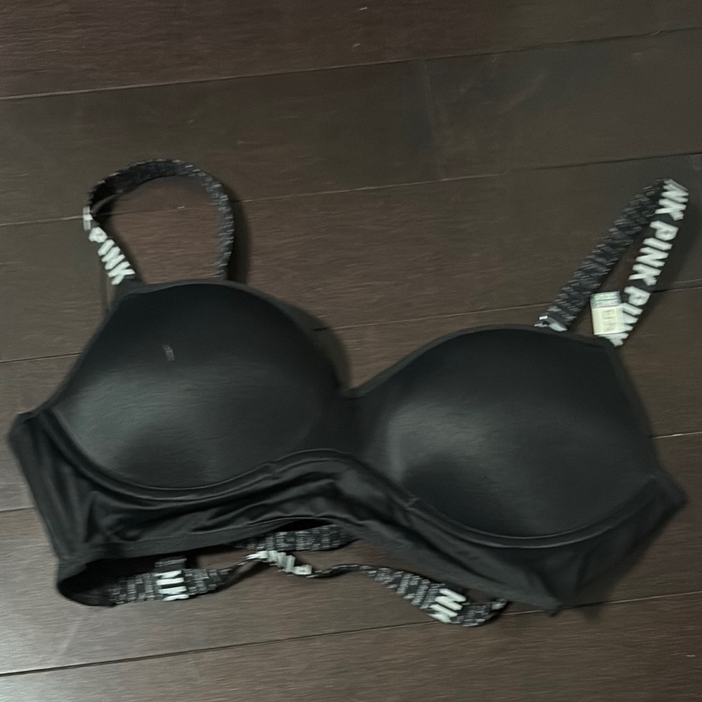 PINK Victoria's Secret Black Seamless Bra with Adjustable Straps